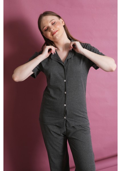Düğmeli Yazlık Pijama Takım modelleri