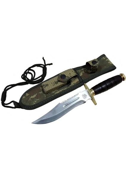 T.c. Standart Komando Bıçağı 30 cm - Tırtıklı, Kamuflaj Kılıflı