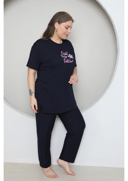 Büyük Beden Likralı Ring Viskon Kısa Kol Yazlık Pijama Takım fiyatları