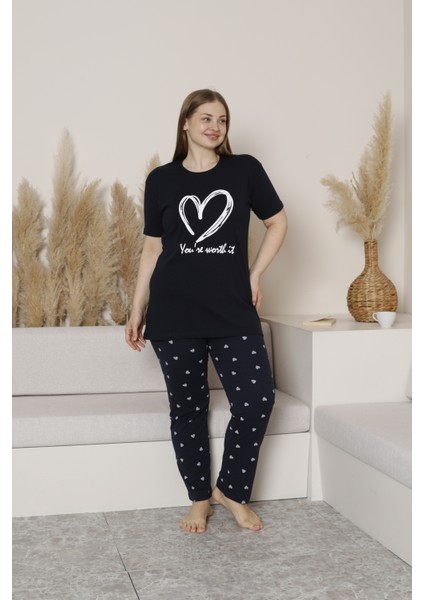 Yazlık Büyük Beden Kalpli Kadın Pijama Takım fiyatları