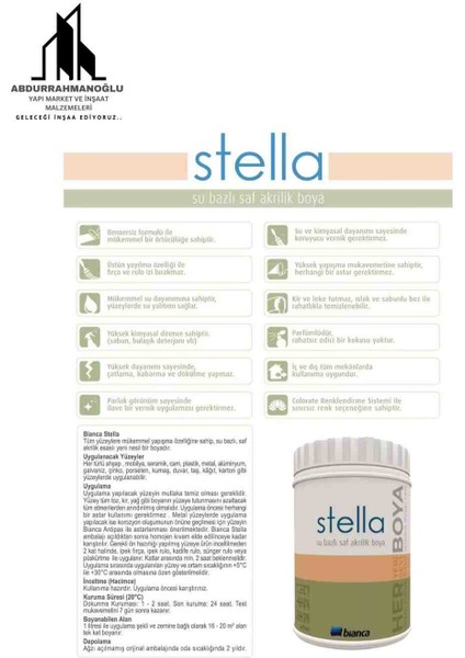 Stella Su Bazlı Akrilik Boya ( 4 Parça Set ) Dolap-fayans-cam-plastik-ahşap-duvar-kapı fırsatları