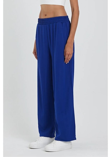 Kadın Beli Lastikli Cepli Bol Paça Viskon Pantolon modelleri