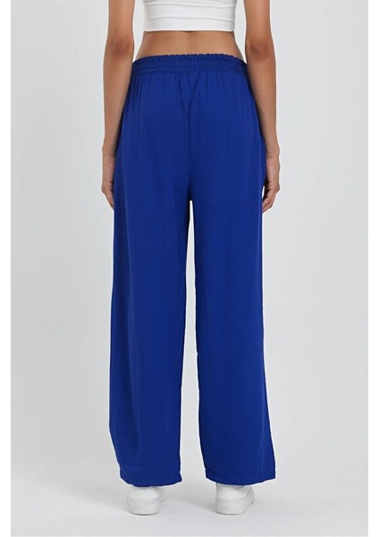 Kadın Beli Lastikli Cepli Bol Paça Viskon Pantolon indirimleri