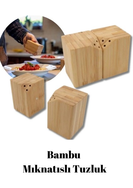 2'li Bambu Tuzluk ve Baharatlık Seti - Mıknatıslı, Şık ve Dayanıklı Bambu Tasarım Prizma Kesim fiyatları