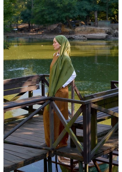 Yeşil Ed Scarf Welness Monogram Desen Şal modelleri