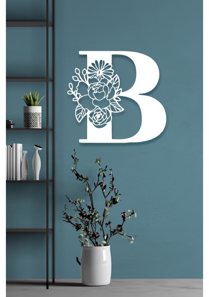 Çiçekli ''b'' Harfi Metal Tablo