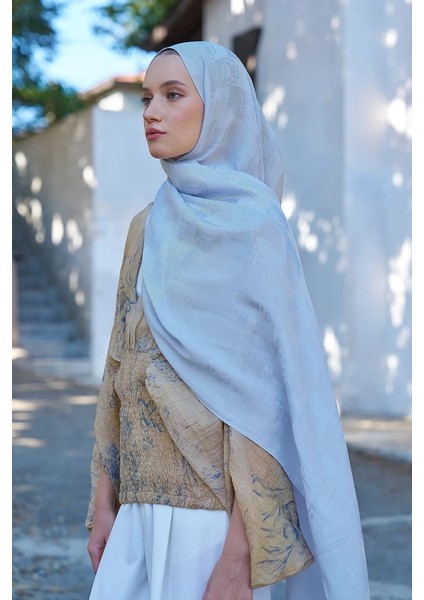 Buz Mavisi Ed Scarf Welness Monogram Desen Şal