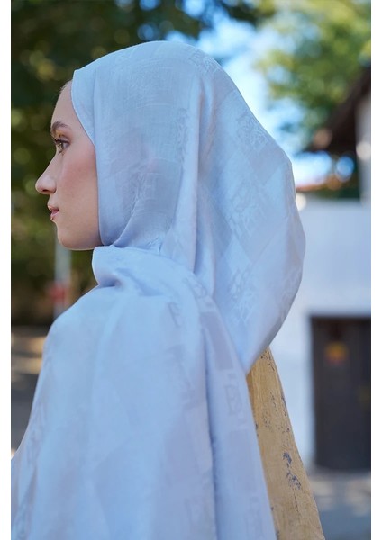 Buz Mavisi Ed Scarf Welness Monogram Desen Şal modelleri