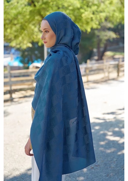 Indigo Ed Scarf Welness Monogram Desen Şal