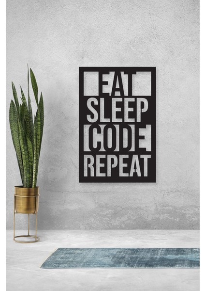 Eat Sleep Cod Repeat Yazılı Metal Tablo