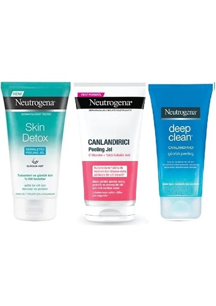 Skin Detox Serinletici Peeling, Canlandırıcı Peeling Jel, Canlandırıcı Günlük Peeling Jel 3'lü Set