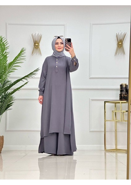 Tesettür Tunik & Pantolon Takımı, Şalaş Bol Kalıp, Ekstra Bol Paça Pantolon Takımı