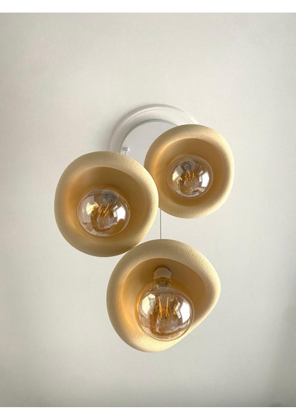 Beton Avize Modern Şık Iskandinav Tarz Krem 3 Başlıklı (Beton Görünümlü Plastik) Ampul Hediyeli modelleri