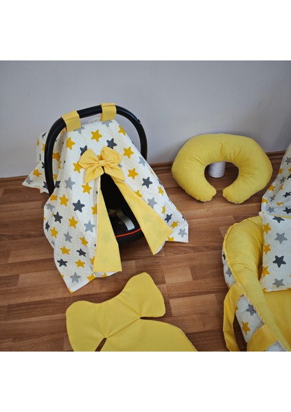 Sarı Yıldız Sarı Oval Yataklı 7 Parça Babynest Seti fiyatları