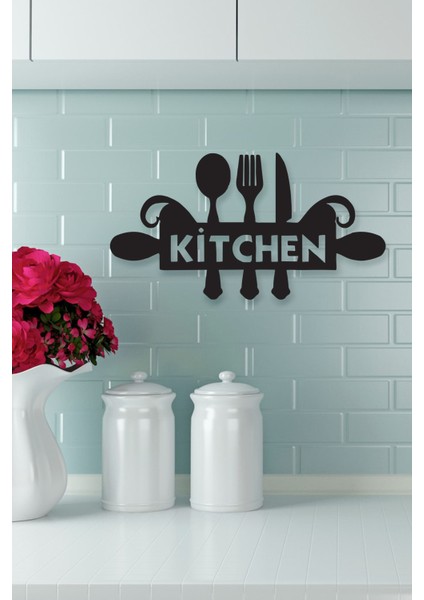 Kitchen Yazılı Mutfak Metal Tablo