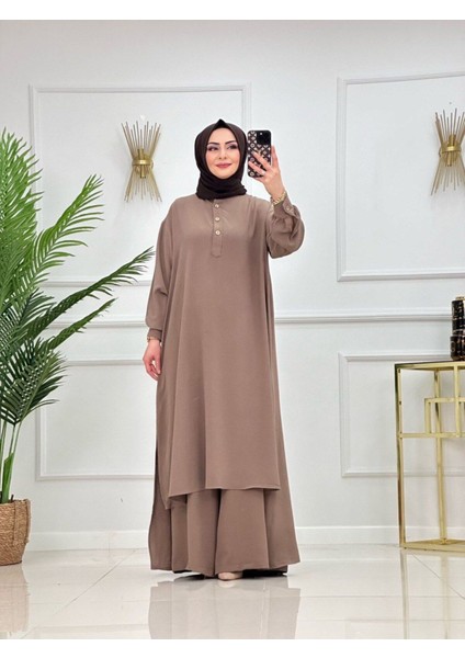 Tesettür Tunik & Pantolon Takımı, Şalaş Bol Kalıp, Ekstra Bol Paça Pantolon Takımı