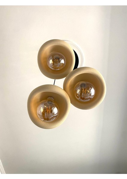 Beton Avize Modern Şık Iskandinav Tarz Krem 3 Başlıklı (Beton Görünümlü Plastik) Ampul Hediyeli modelleri