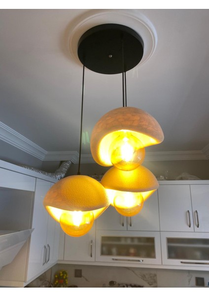 Beton Avize Modern Şık Iskandinav Tarz Krem 3 Başlıklı (Beton Görünümlü Plastik) Ampul Hediyeli fırsatları