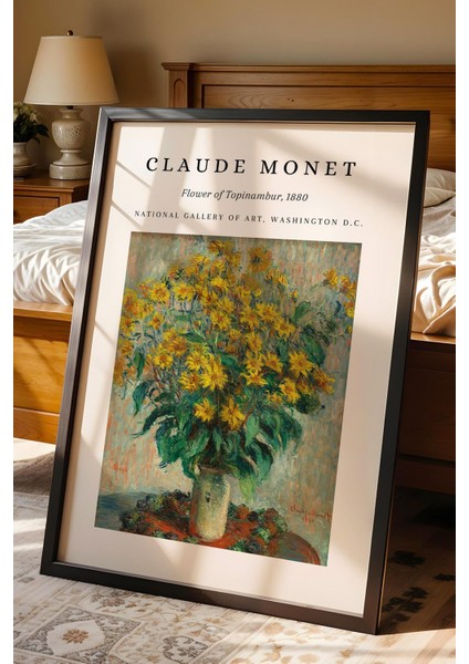 Claude Monet Flower Of Topinambur Çerçeveli Tablo - Yer Elması Çiçeği Eklektik Tarz Duvar Dekoru