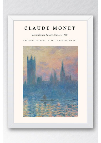 Claude Monet Parlamento Binası Günbatmı Çerçeveli Tablo - Eklektik Tarz Duvar Dekoru