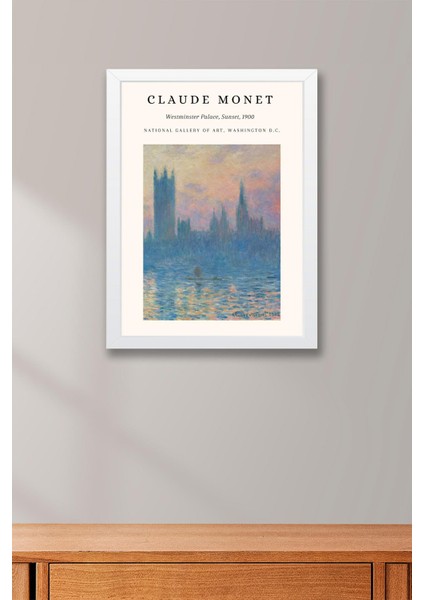 Claude Monet Parlamento Binası Günbatmı Çerçeveli Tablo - Eklektik Tarz Duvar Dekoru fiyatları