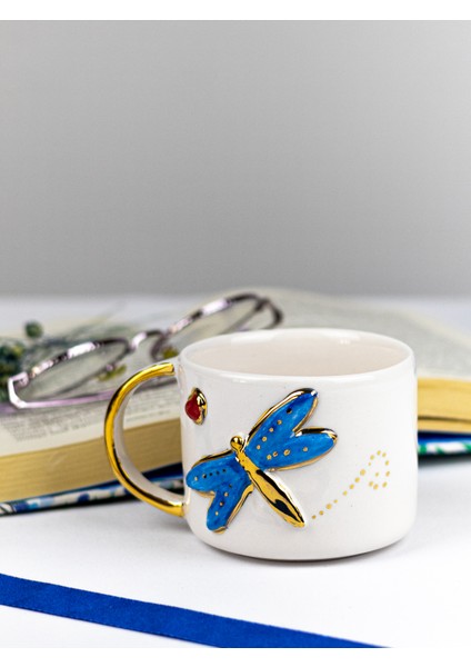 Yusufçuk & Dragonfly Temalı 24K Altın Süslemeli Seramik Mug fiyatları