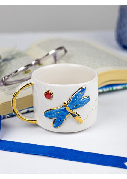 Yusufçuk & Dragonfly Temalı 24K Altın Süslemeli Seramik Mug