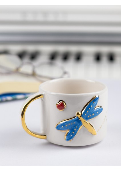 Yusufçuk & Dragonfly Temalı 24K Altın Süslemeli Seramik Mug