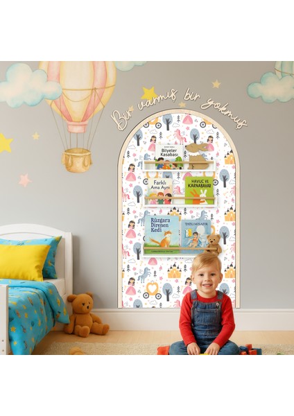 Çocuk-Bebek Odası Dekoru, Duvar Stickeri, Bir Varmış Bir Yokmuş Yapışkan Yazı, Çerçeve, Kitap Köşesi, Barbi Temalı indirimleri