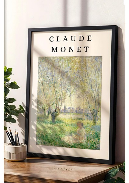 Claude Monet Springtime Çerçeveli Tablo Bahar Zamanı - Eklektik Tarz Duvar Dekoru