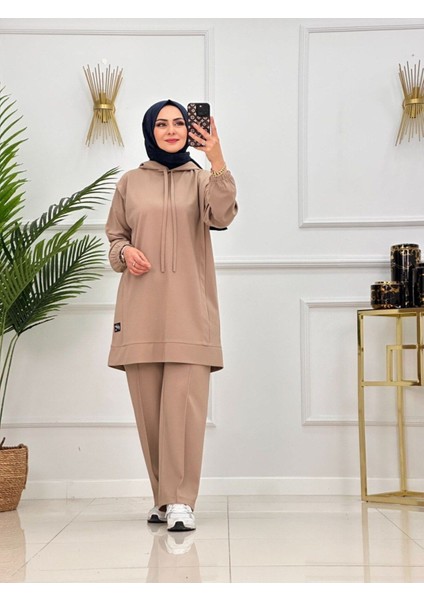 Kadın 2'li Tunik Pantolon Takım, Kapüşonlu Sweat Tunik,pantolon Set
