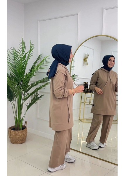 Kadın 2'li Tunik Pantolon Takım, Kapüşonlu Sweat Tunik,pantolon Set fırsatları