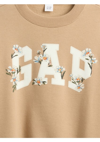 Kadın Bej Relaxed Gap Logo Sweatshirt modelleri