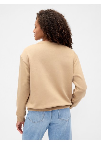 Kadın Bej Relaxed Gap Logo Sweatshirt fırsatları