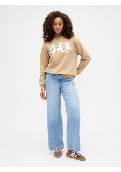 Kadın Bej Relaxed Gap Logo Sweatshirt indirimleri