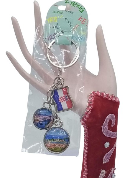 Hırvatistan Üçlü Epoksi Metal Çift Taraflı Damla Anahtarlık Croatia fiyatları