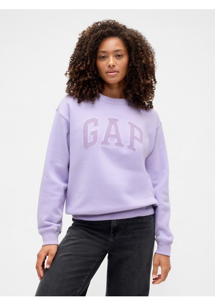 Kadın Mor Relaxed Gap Logo Sweatshirt
