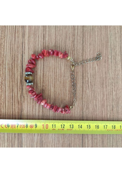 Kırmızı Mercan Doğal Taş & Kaplan Gözü Bileklik - 8143 fiyatları