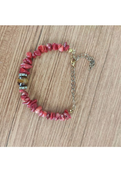 Kırmızı Mercan Doğal Taş & Kaplan Gözü Bileklik - 8143 fırsatları