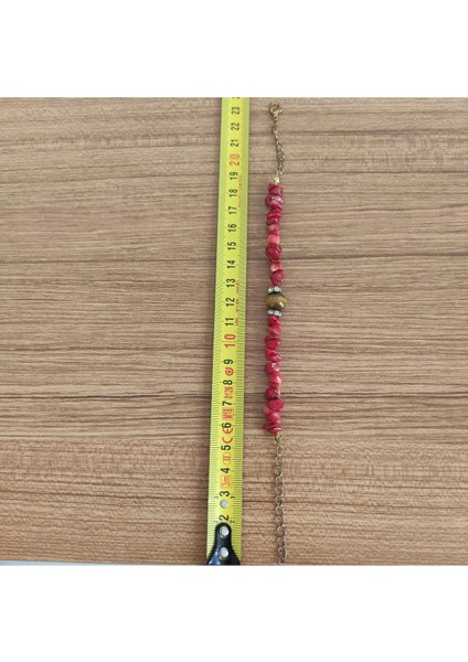 Kırmızı Mercan Doğal Taş & Kaplan Gözü Bileklik - 8143 indirimleri