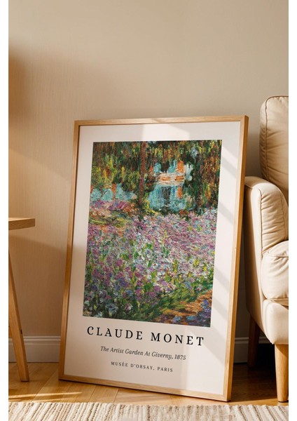 Claude Monet The Artist's Garden At Giverny Çerçeveli Tablo - Eklektik Tarz Duvar Dekoru