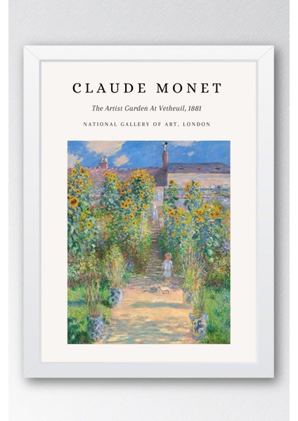 Claude Monet The Artist's Garden At Vetheuil Çerçeveli Tablo - Eklektik Tarz Duvar Dekoru