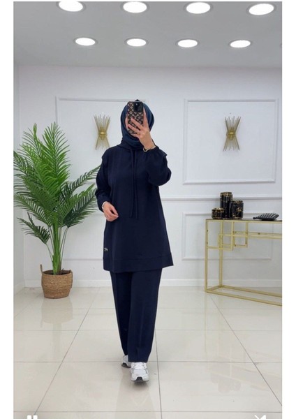 Kadın 2'li Tunik Pantolon Takım, Kapüşonlu Sweat Tunik,pantolon Set