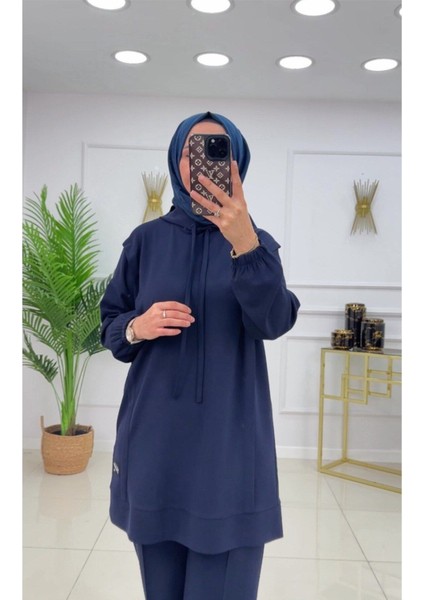 Kadın 2'li Tunik Pantolon Takım, Kapüşonlu Sweat Tunik,pantolon Set fırsatları