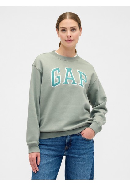 Kadın Açık Yeşil Relaxed Gap Logo Sweatshirt