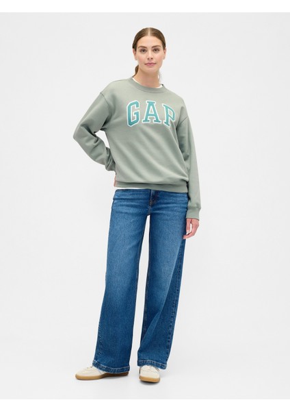 Kadın Açık Yeşil Relaxed Gap Logo Sweatshirt indirimleri