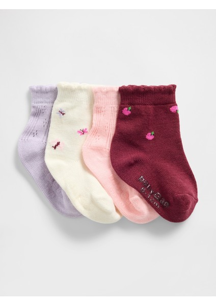 Bebek Pembe Quarter Crew Çorapları (4’lü)
