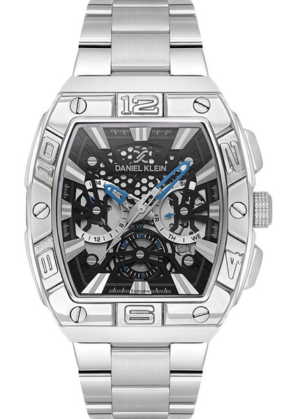 DKE.1.13756.8 Gümüş Siyah Fonksiyonlu Supersport Köşeli Kavisli Oval Dikdörtgen Erkek Kol Saati