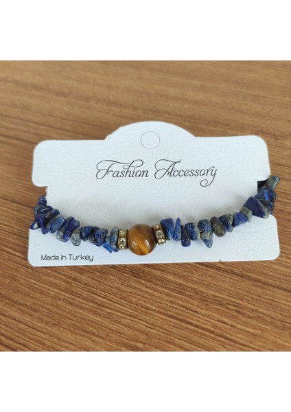 Lapis Lazuli & Kaplan Gözü Taşı El Yapımı Bileklik - 6033