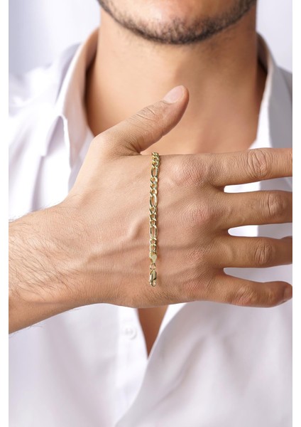 14 Ayar Altın Figaro Zincir Erkek Bileklik indirimleri